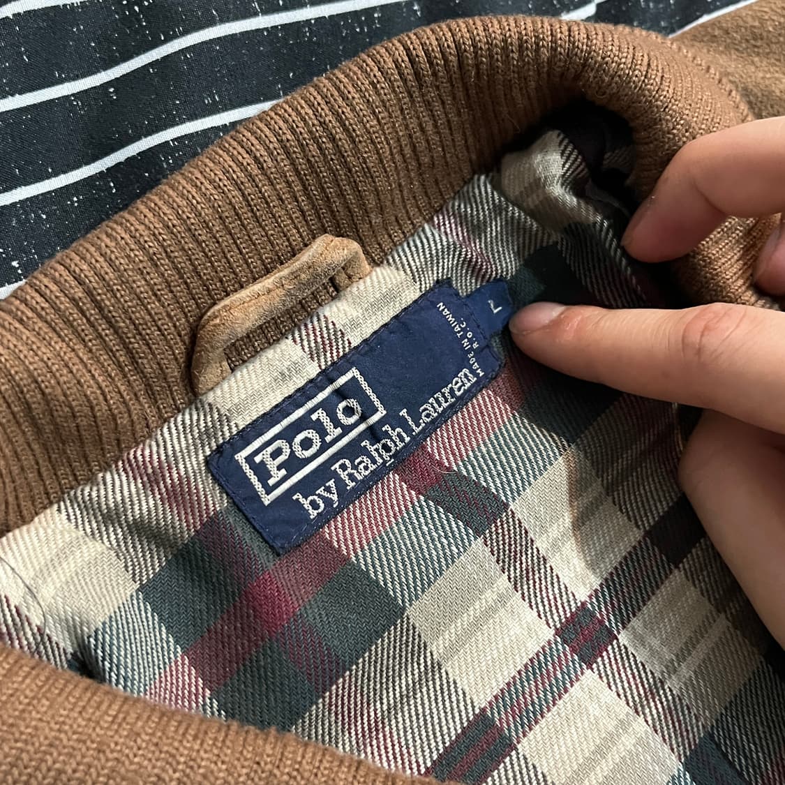 90s 폴로 스웨이드 헤링턴 자켓 L 브라운 상품이미지5