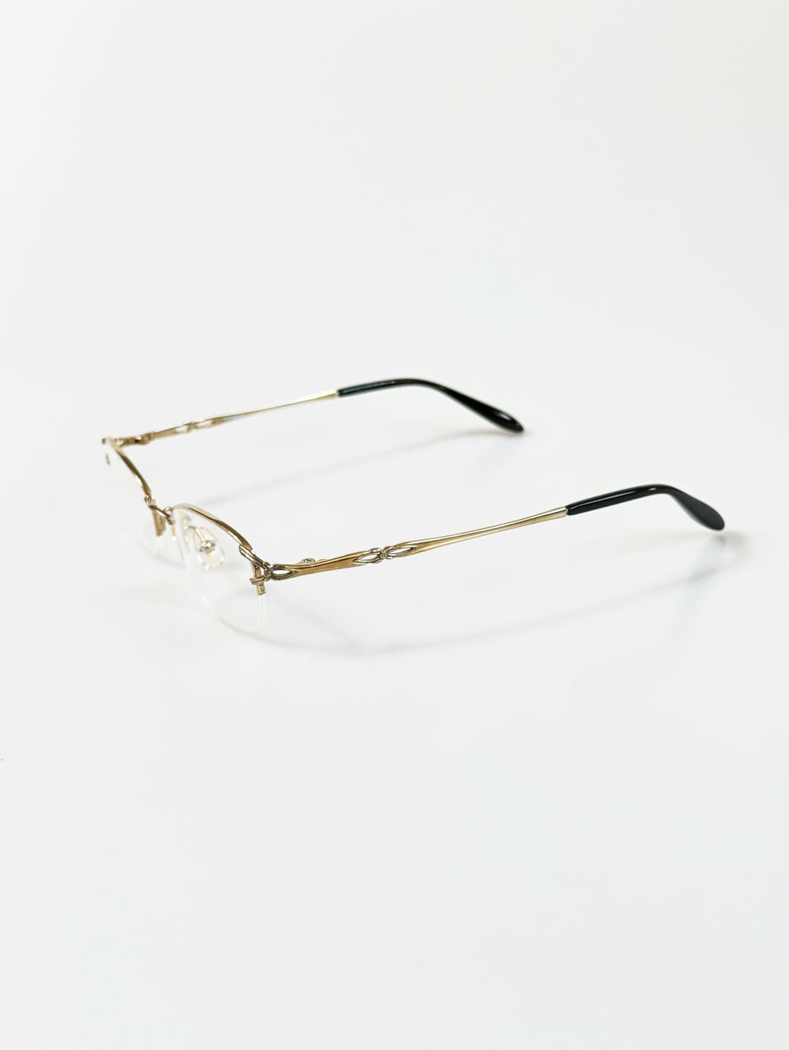 90s 골드 티타늄 반무테 스퀘어 빈티지 데드스탁 안경 상품이미지3