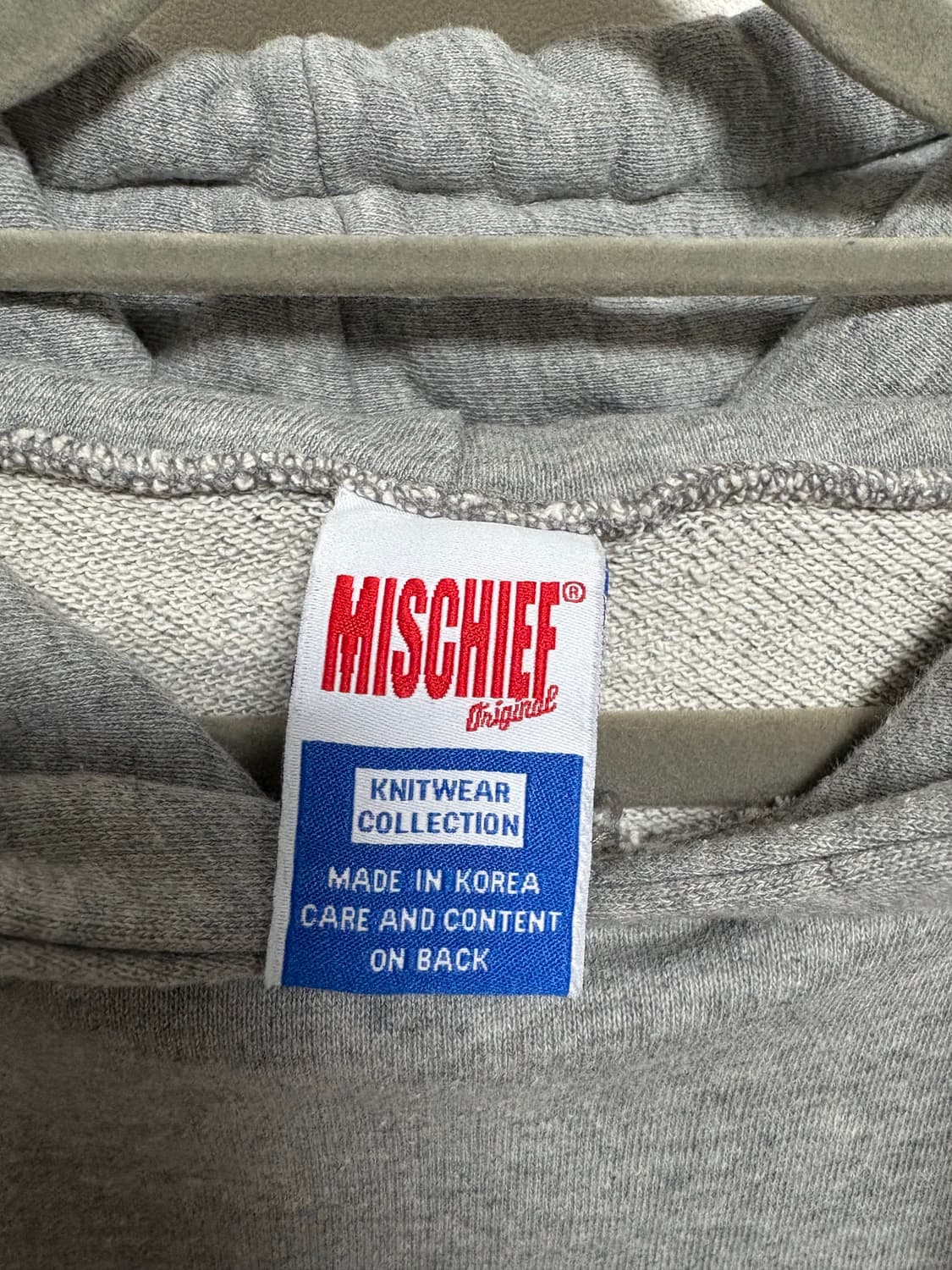 미스치프 배색 후드티 상품이미지5