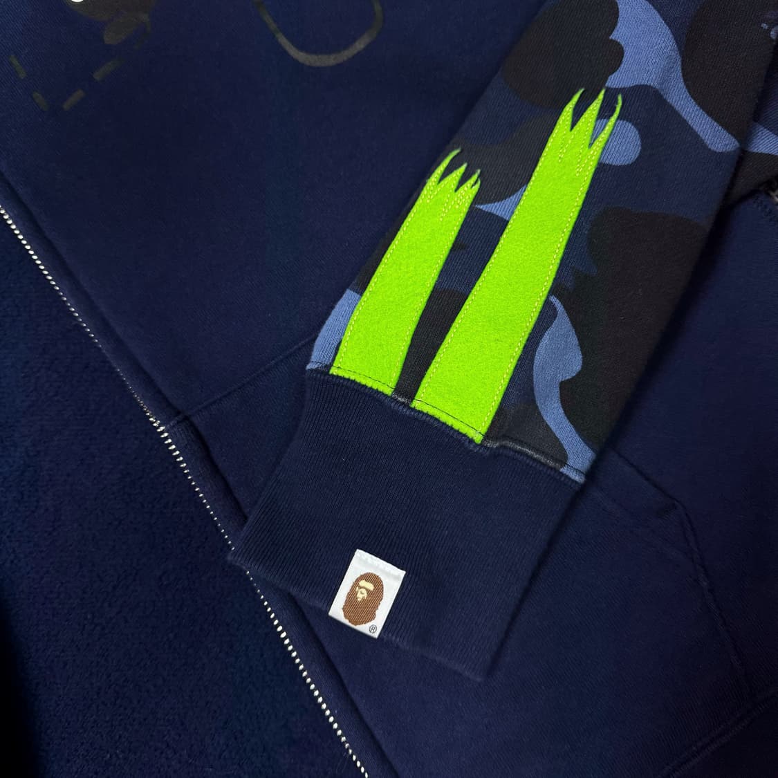 (S) 베이프 컬러 카모 판다 풀집업 후디 네이비 상품이미지3