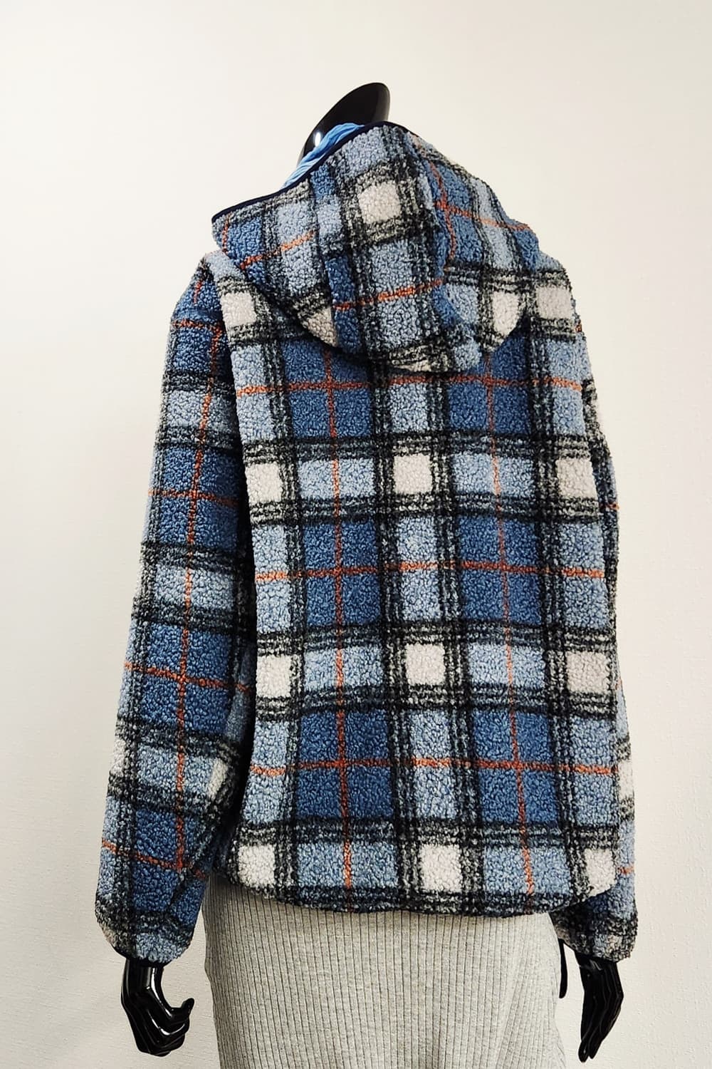 블루그레이체크 뽀글이  상품이미지4