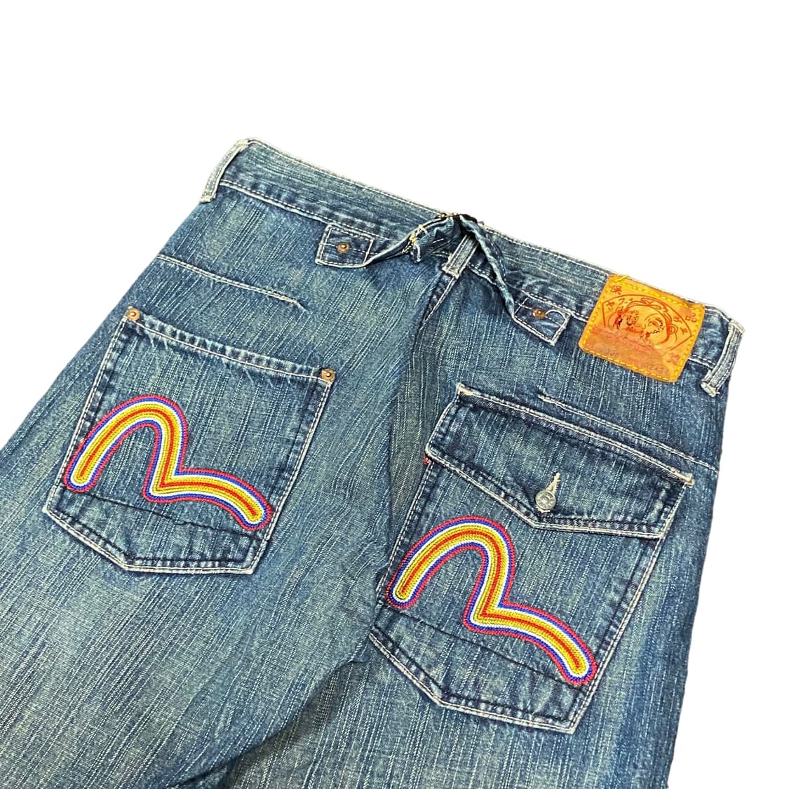 에비수 로고 자수 신치백 와이드 데님 팬츠 상품이미지2