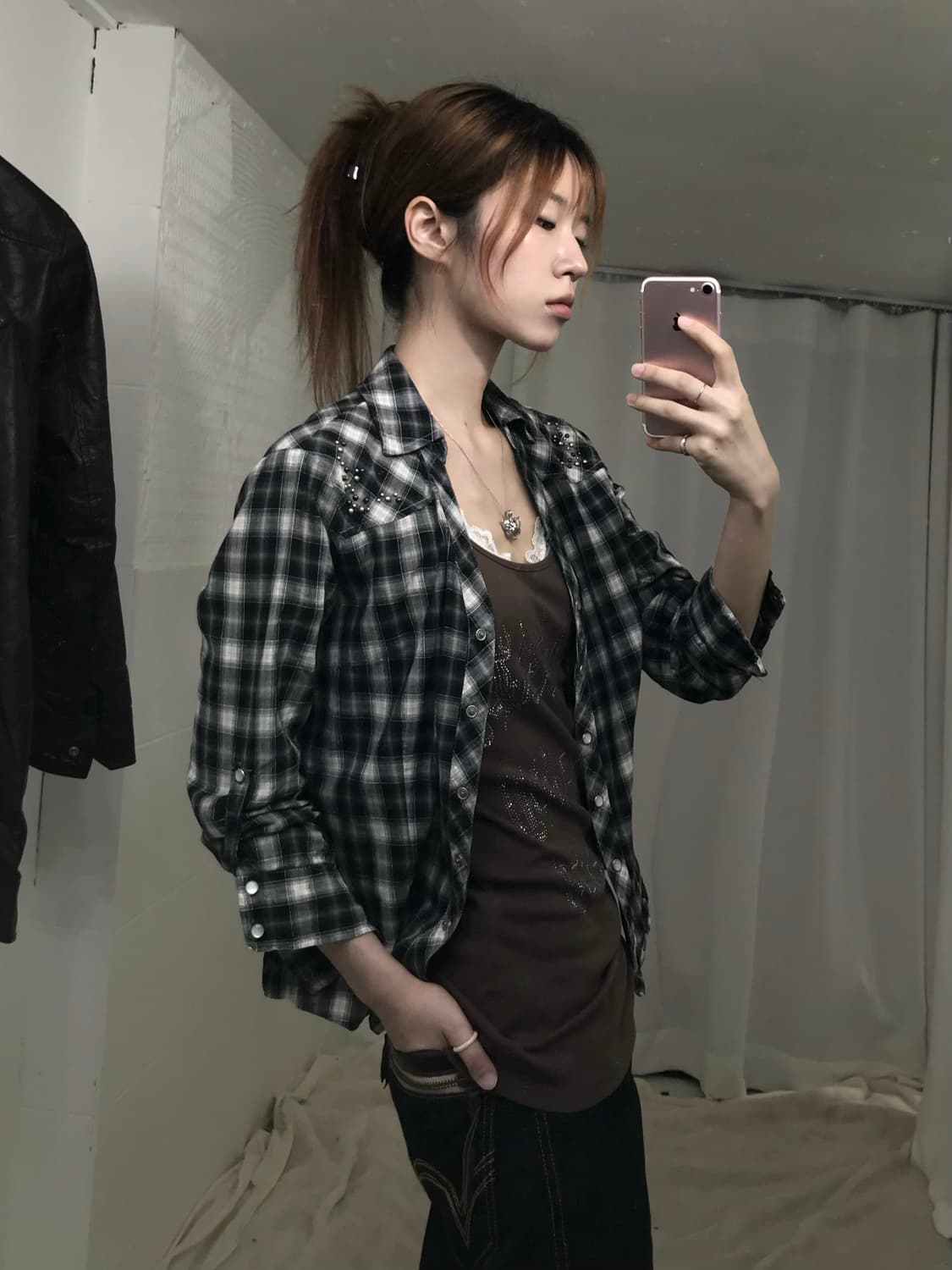 에드윈 브라운 레더 데님 웨스턴 코디 세트 상품이미지2