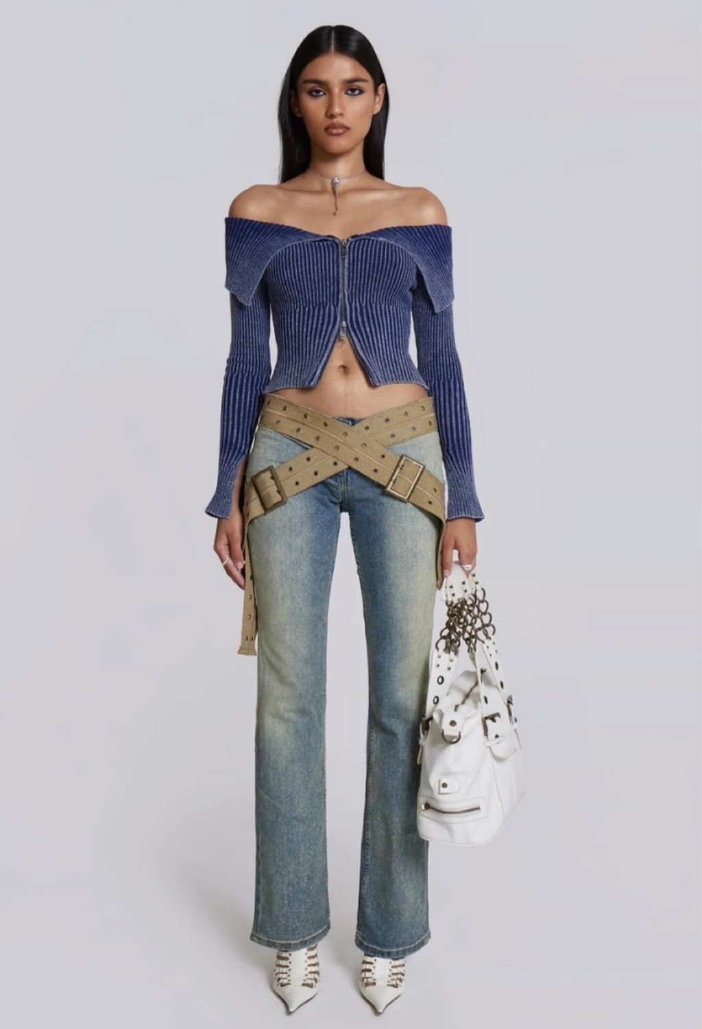 새상품) 제이디드런던 제니 민니 tribeca 리브드 오프숄더 상품이미지7