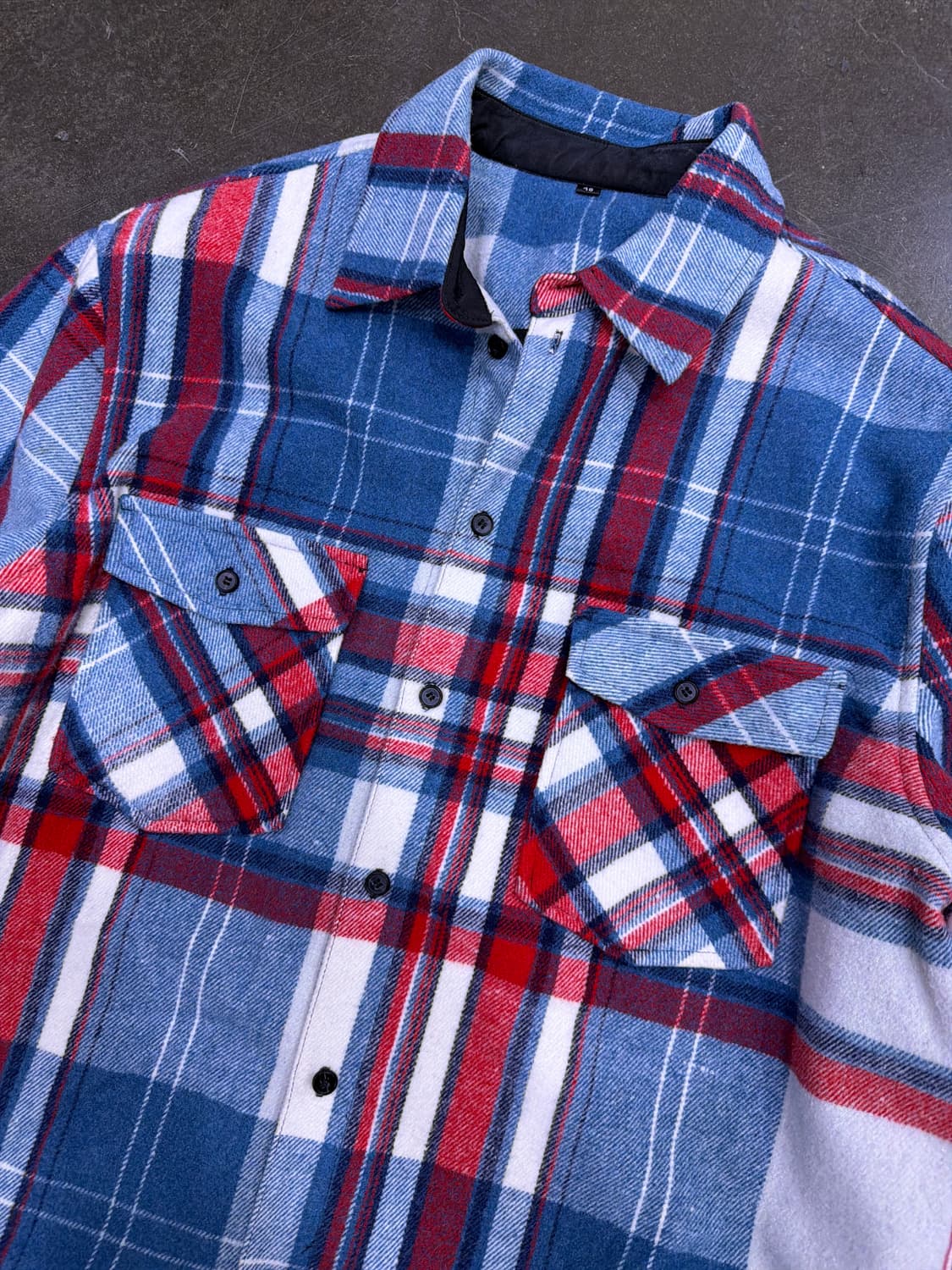 Well 블루 체크 오버핏 헤비울 셔츠자켓 셔켓 48 상품이미지3