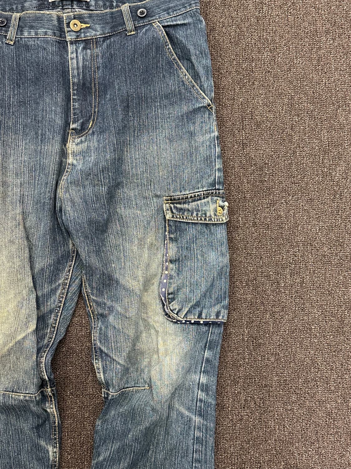 L)정글스톰 빈티지 도트 디테일 워싱 데님팬츠 상품이미지2