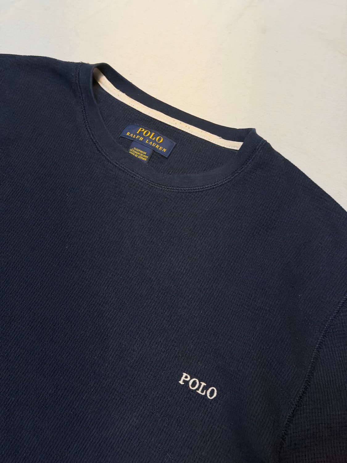 폴로 랄프로렌 바텀로고 와플 써멀 롱슬리브 네이비 상품이미지2