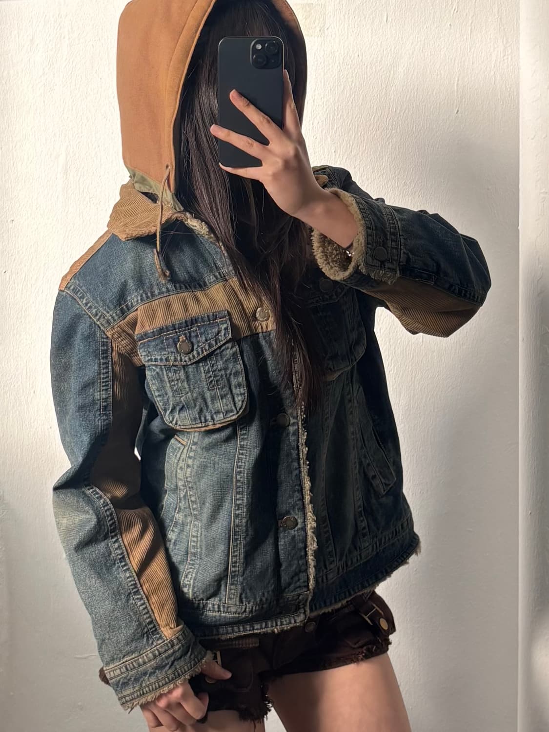 Vintage Denim Sherpa Hood Jacket 상품이미지8