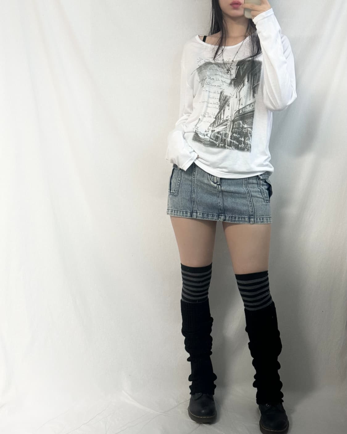 펑크 그래픽 롱슬리브 티 상품이미지3