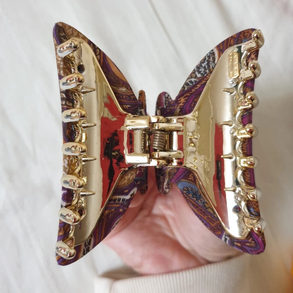 명품 ETRO 에트로 프로푸미 실크 바이올렛 페이즐리 집게핀 상품이미지7