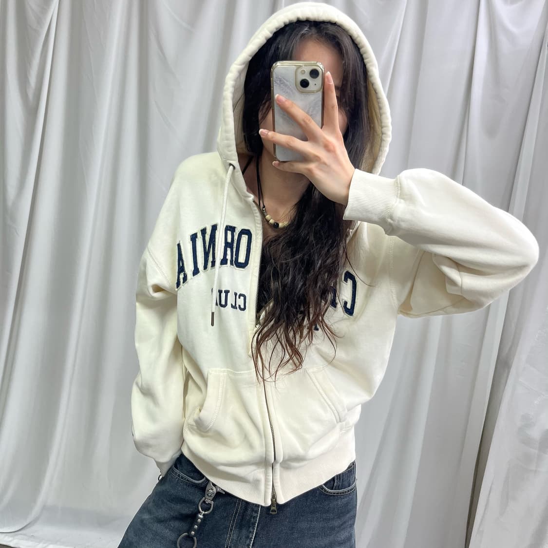 Who.A.U cream white 2way hood zip-up 상품이미지3