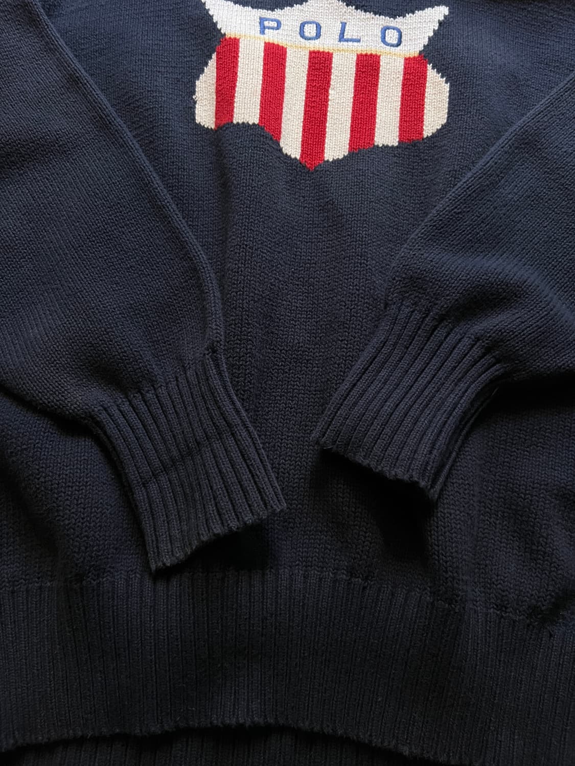 [L]90's 폴로 랄프로렌 쉴드로고 네이비 코튼 니트 상품이미지4