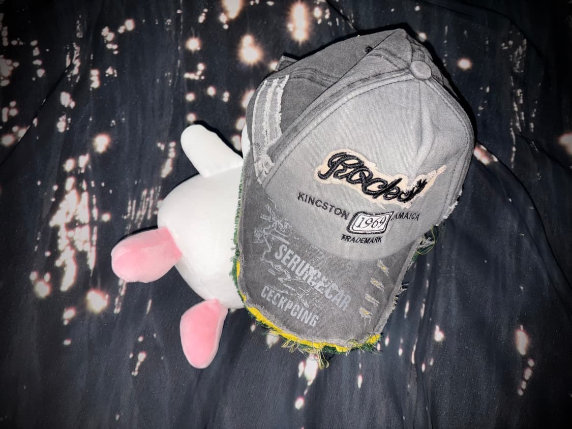 핑크 그레이 y2k 캡모자 볼캡 데미지 레터링 상품이미지4