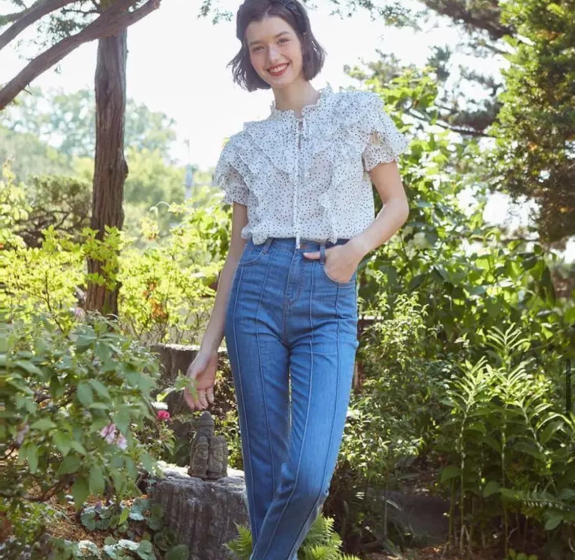 바이탈사인 프릴 윙 블라우스 Dot 상품이미지1