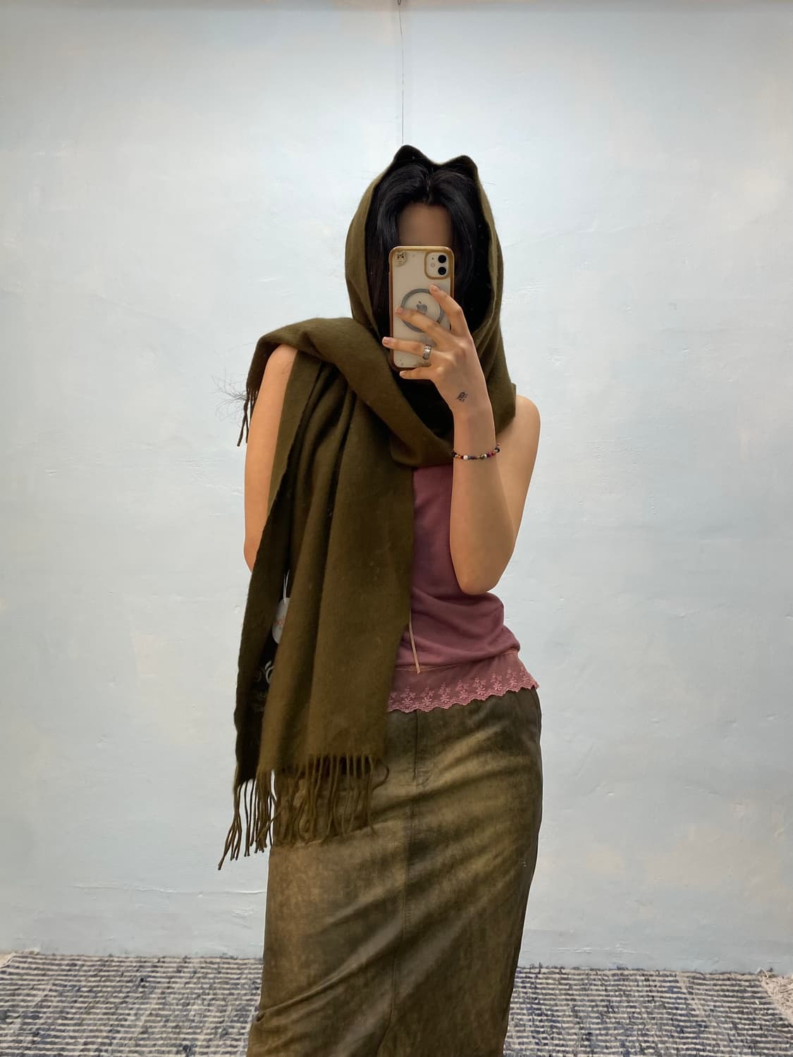 [8635](Dead stock)Chloe khaki muffler#_f 상품이미지2