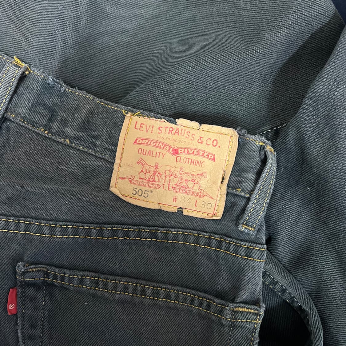 00s 리바이스 505 레귤러핏 블랭크탭 흑청 팬츠 32 상품이미지4