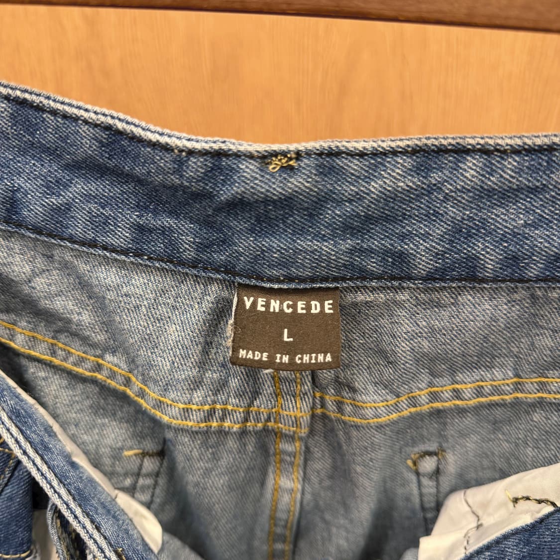 빈티지 데님 팬츠 반다나 패턴 배색 디테일 와이드 스트레이트핏 중청 상품이미지6