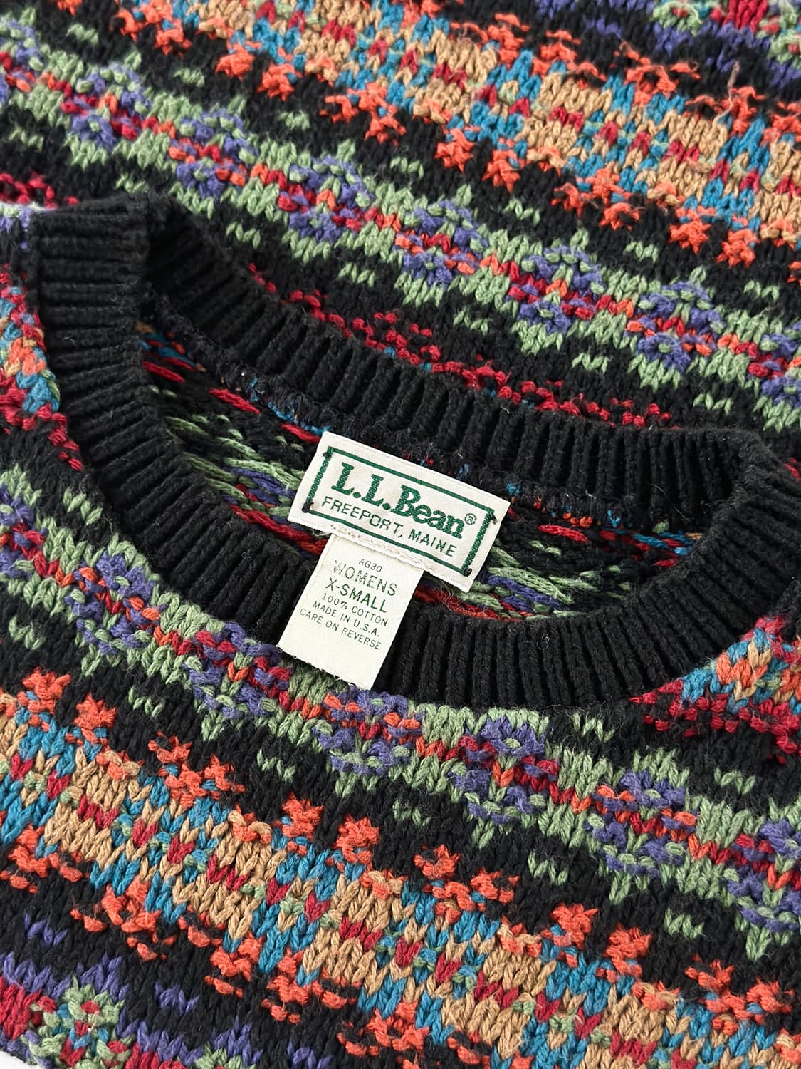 80s 빈티지 엘엘빈 페어 아일 코튼 스웨터 상품이미지5