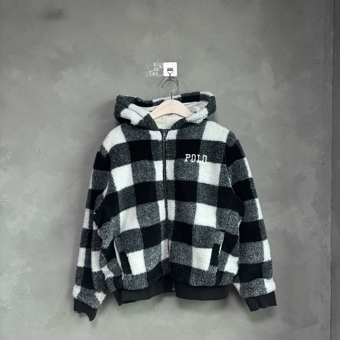 폴로 랄프로렌 체크패턴 플리스 후드집업 상품이미지1