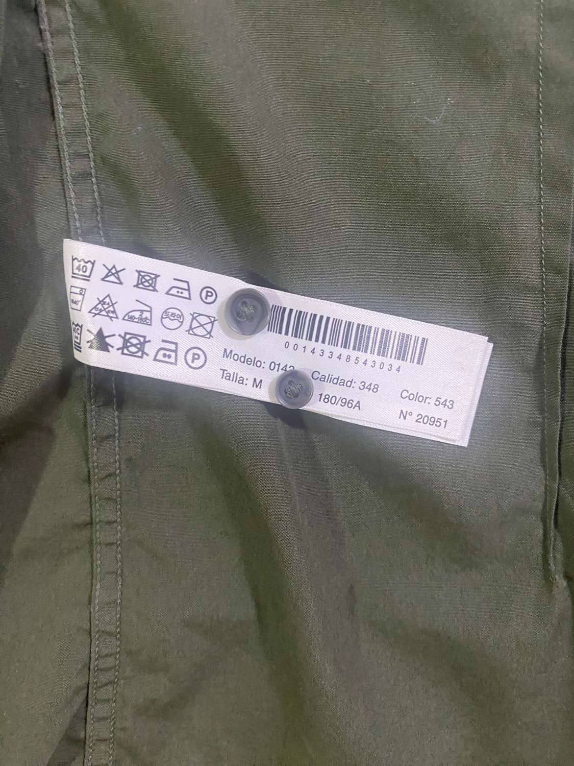 Massimo Dutti  올리브그린  코튼 셔츠 M 상품이미지4