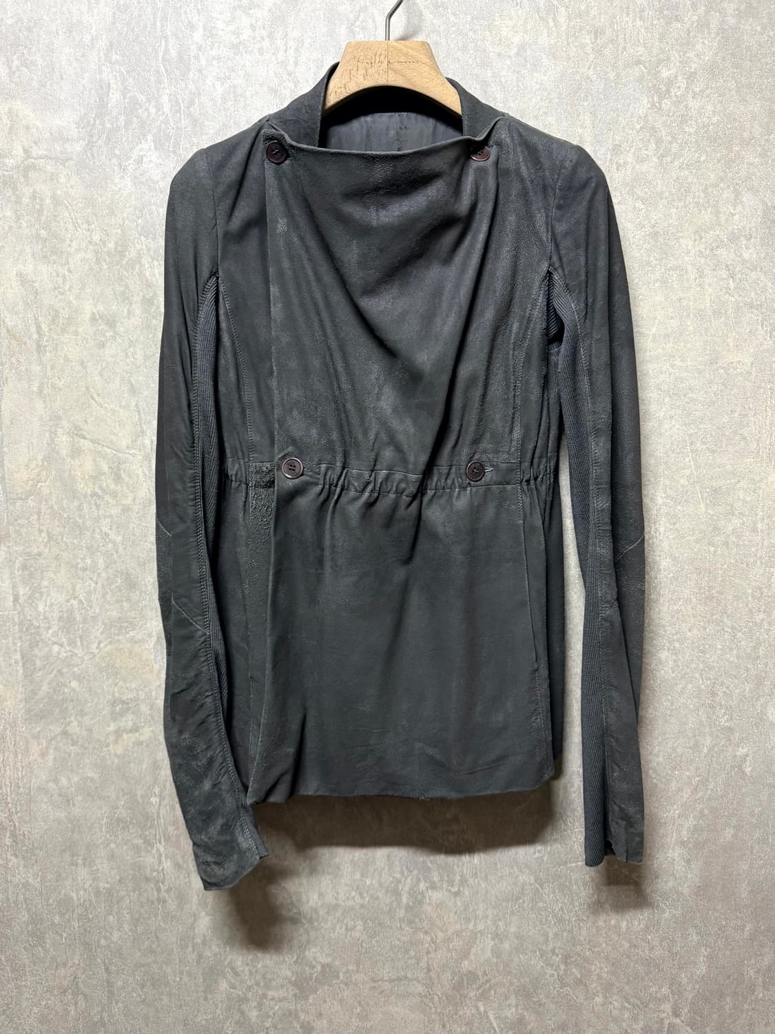 38 / Rick Owens 릭오웬스 셔링 레더 자켓 상품이미지4