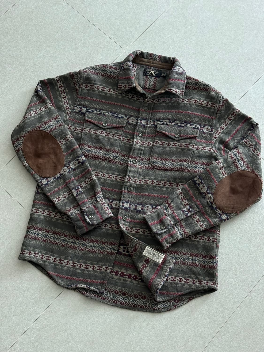 RRL 스웨이드 패치 자카드 오버셔츠 L 상품이미지1