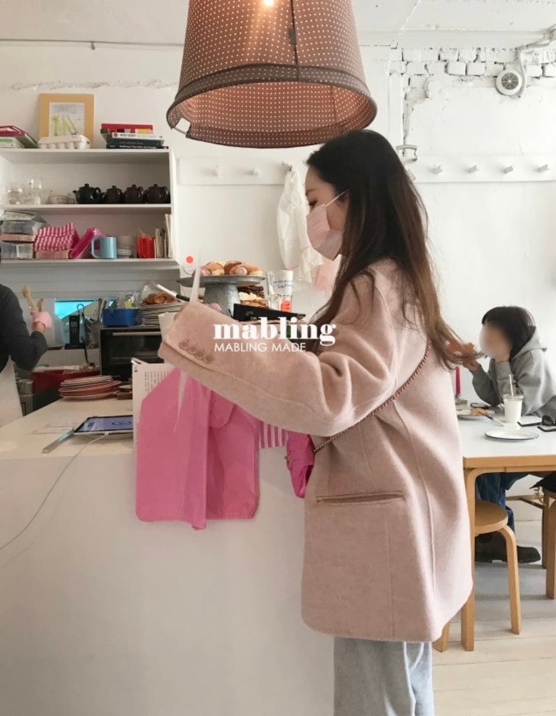 마블링 핸드메이드 핑크코트 상품이미지2