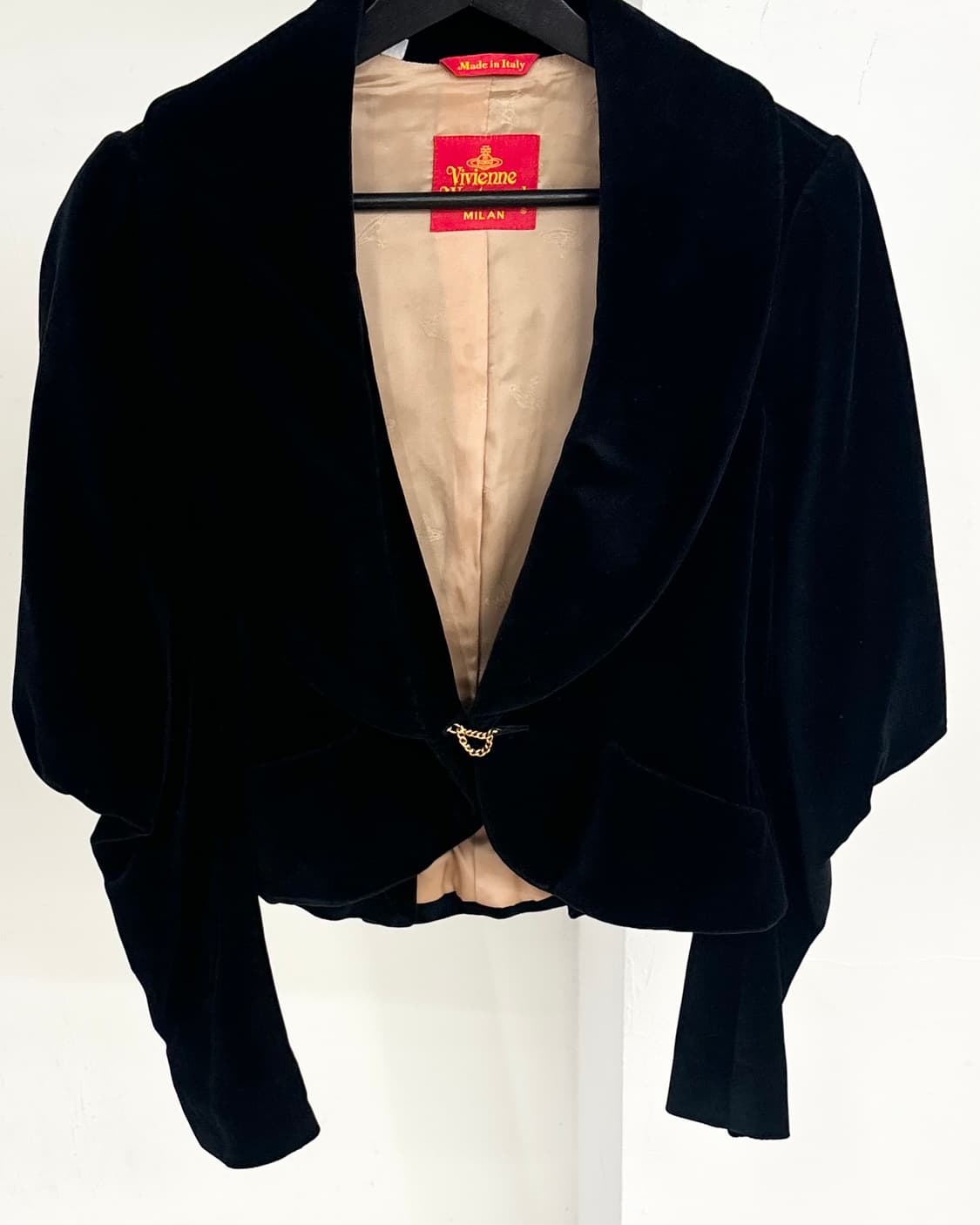 비비안웨스트우드 딥네이비 레드 라벨 벨벳 크롭 자켓 상품이미지5