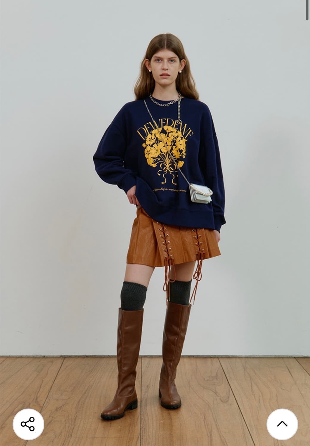 DEWE 듀이하트듀이 레더 레이스업 스트랩 웨스턴 가죽 미니 스커트 S 상품이미지5