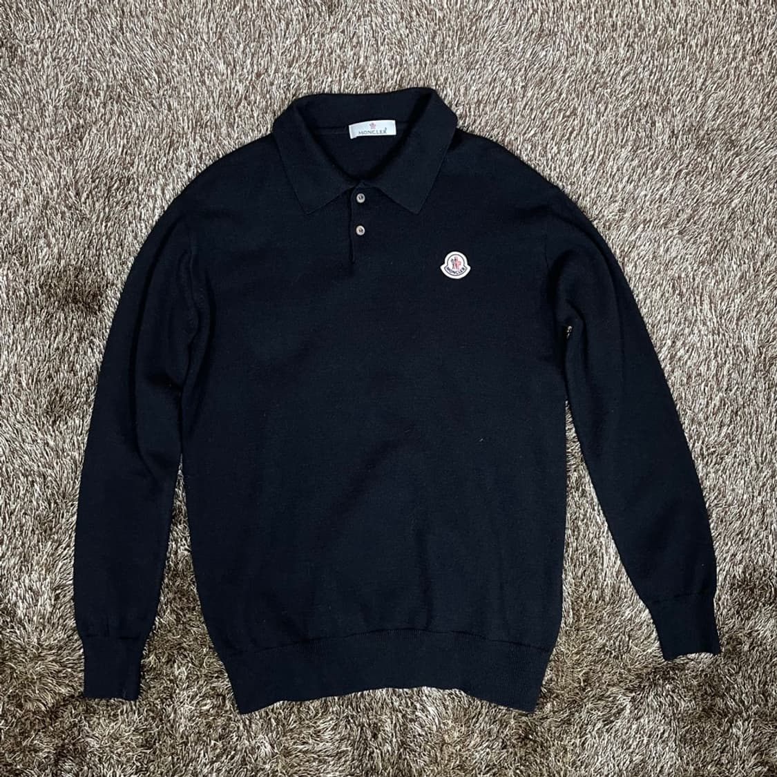 몽클레어 Moncler 블랙 로고 패치 카라 니트  L 상품이미지1