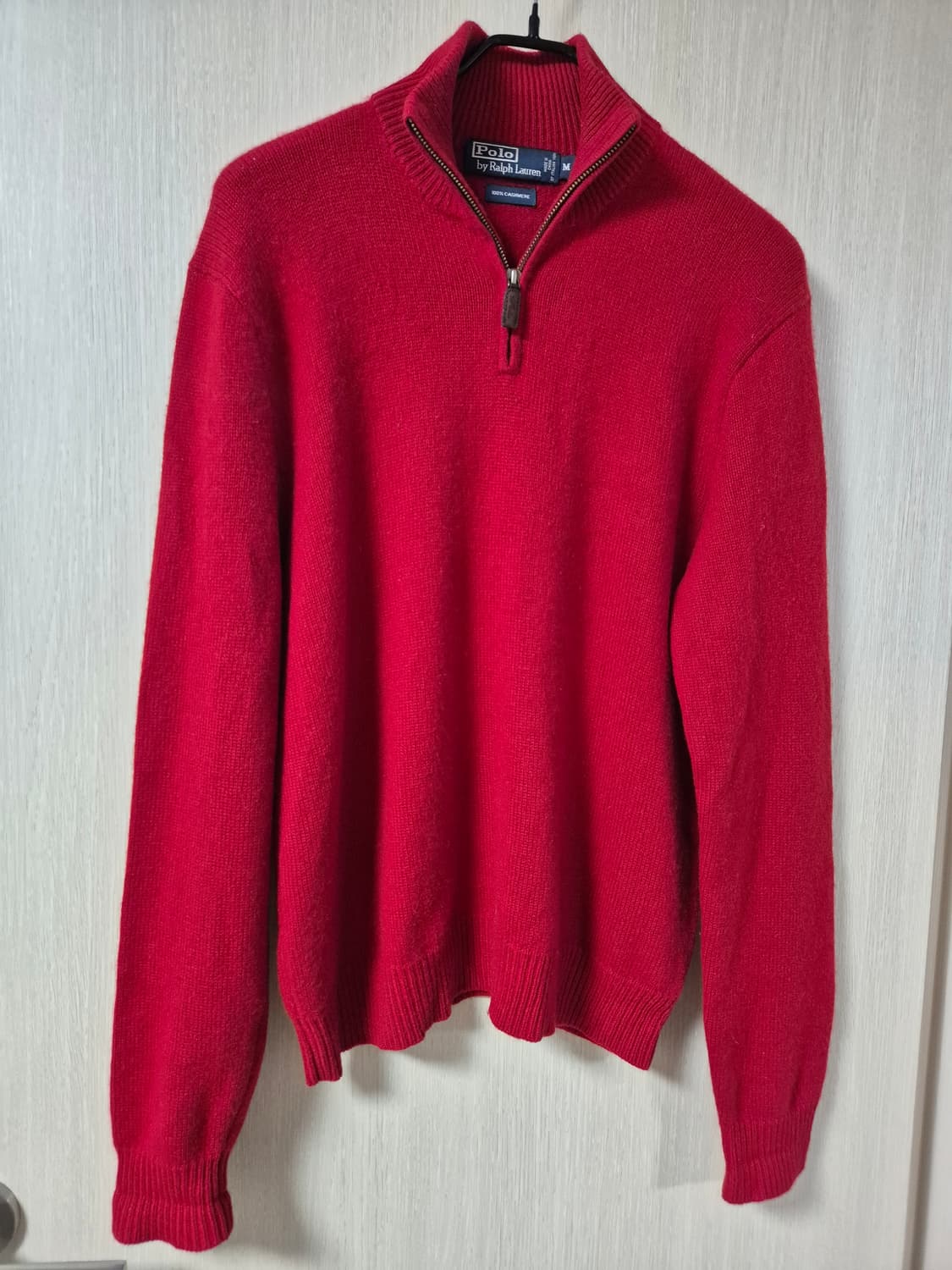 폴로 랄프로렌 캐시미어100프로 하프집업 레드 M 상품이미지1
