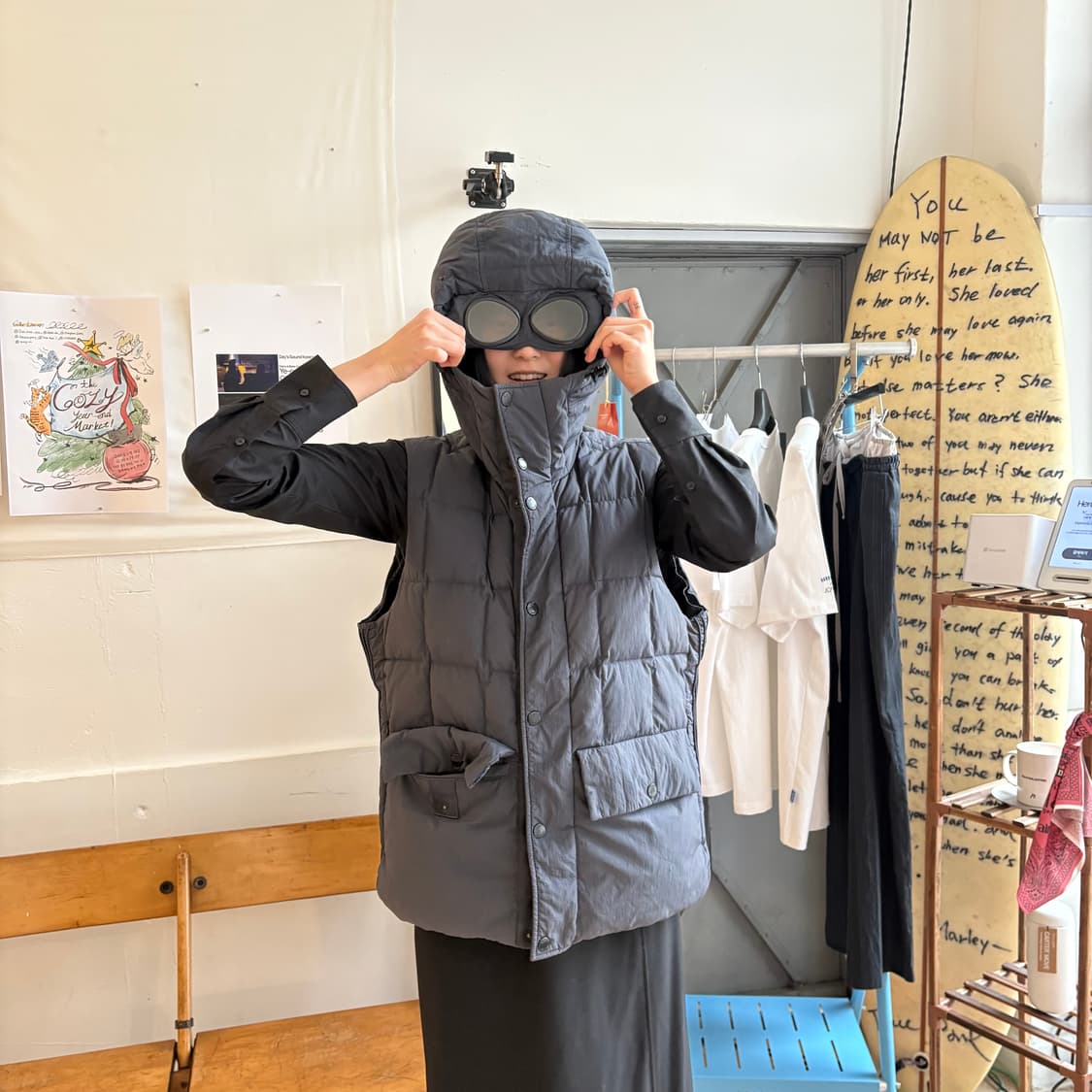 씨피컴퍼니 덕다운 다크네이비 가먼트 다잉 고글 패디드 베스트 상품이미지1