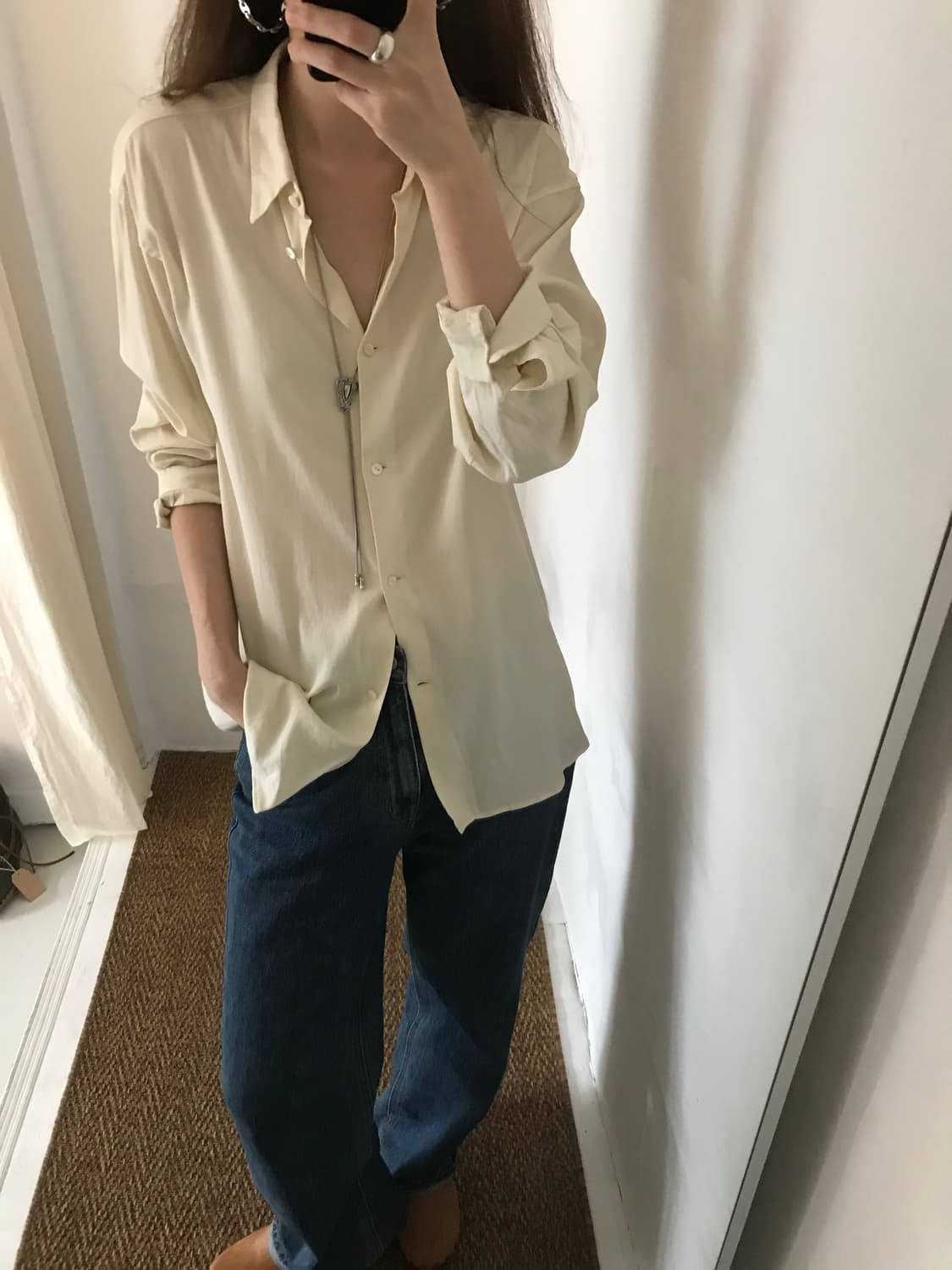 yellow silk shirt 상품이미지2