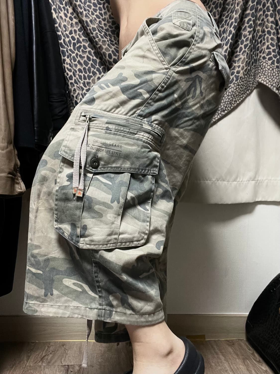 빅포켓 디테일 카모 카고팬츠 하프 상품이미지4