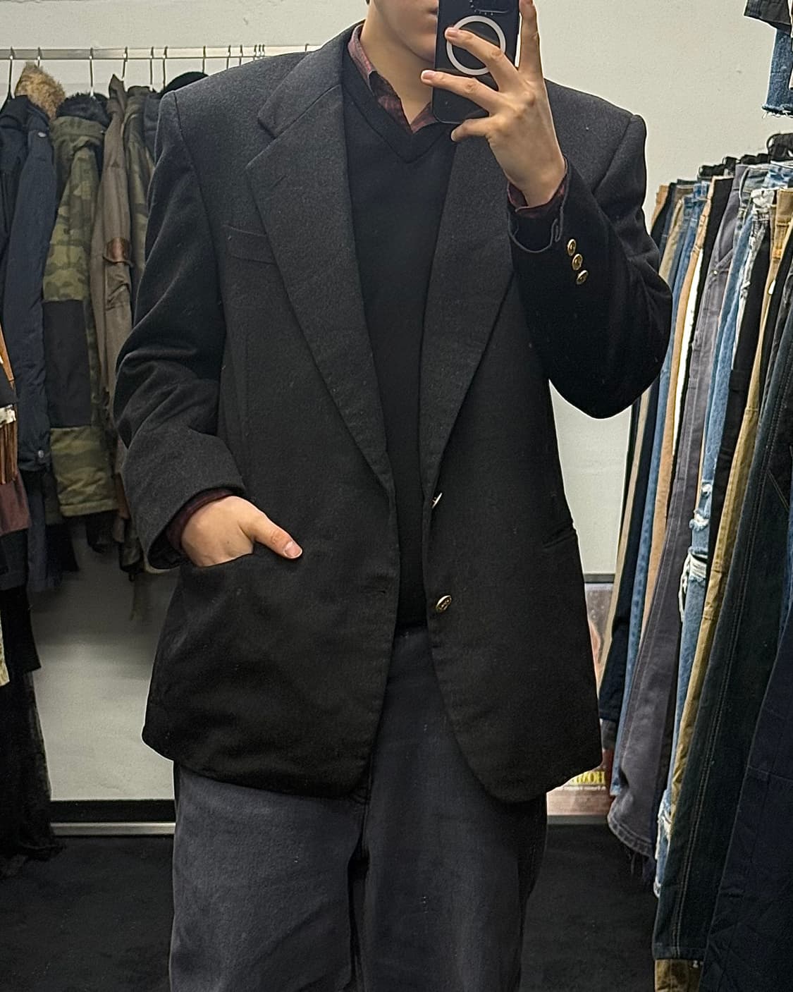 입생로랑 뿌르 옴므 캐시미어 울 2버튼 블레이져 자켓 명품 마이 락시크키 상품이미지2