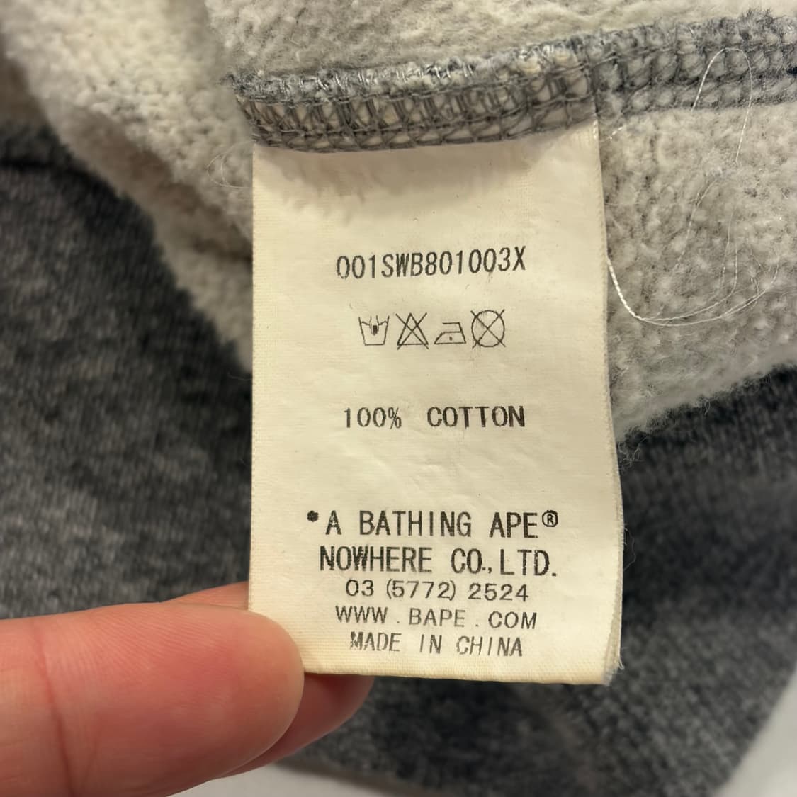 [L] 베이프 BAPE 로고 맨투맨 그레이 B544 상품이미지8