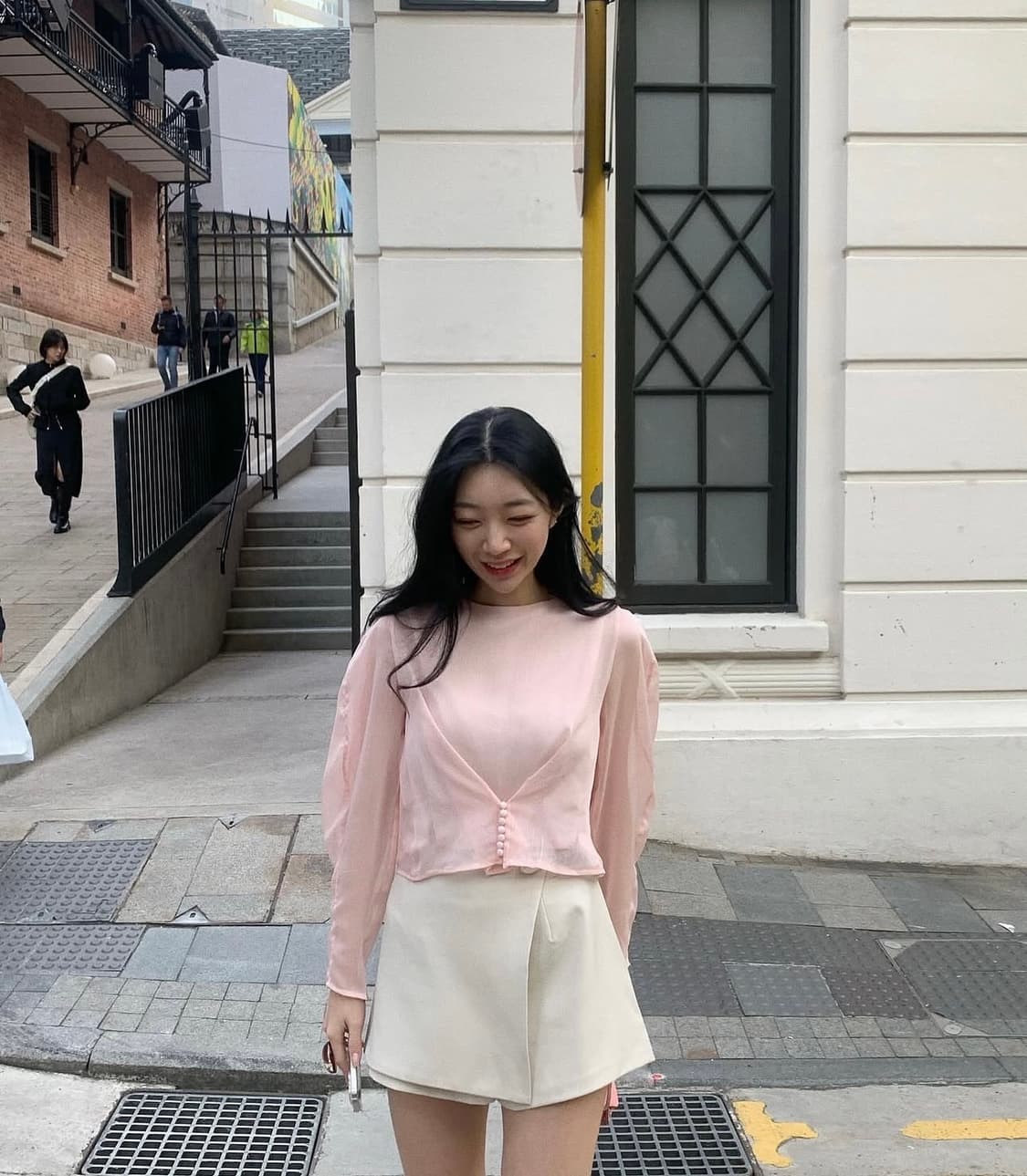 마이빈 제작 콩단추 핑크 블라우스 블마 블로그 마켓 상품이미지2