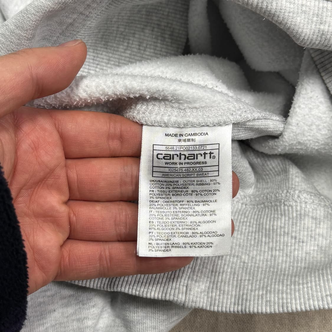 칼하트 에쉬헤더 오트밀 자수 맨투맨 XXL 상품이미지6