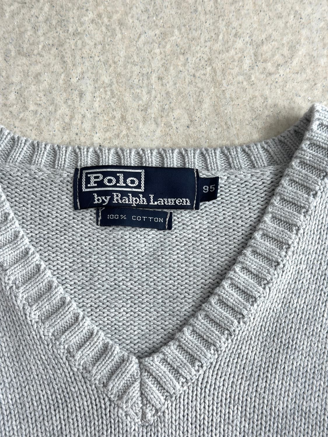 폴로 랄프로렌 라이트그레이 V넥 코튼 니트  상품이미지6