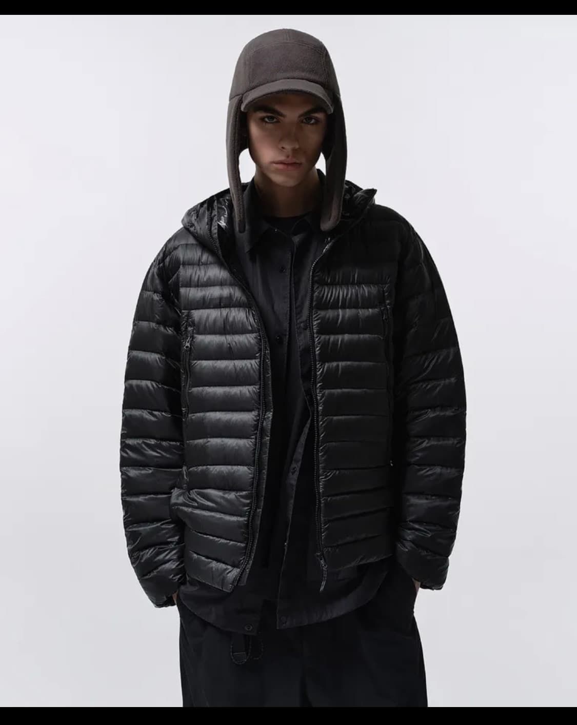 무신사 스탠다드 시티 레저 시어 립스탑 후디드 라이트 다운 재킷 [블랙] 상품이미지1