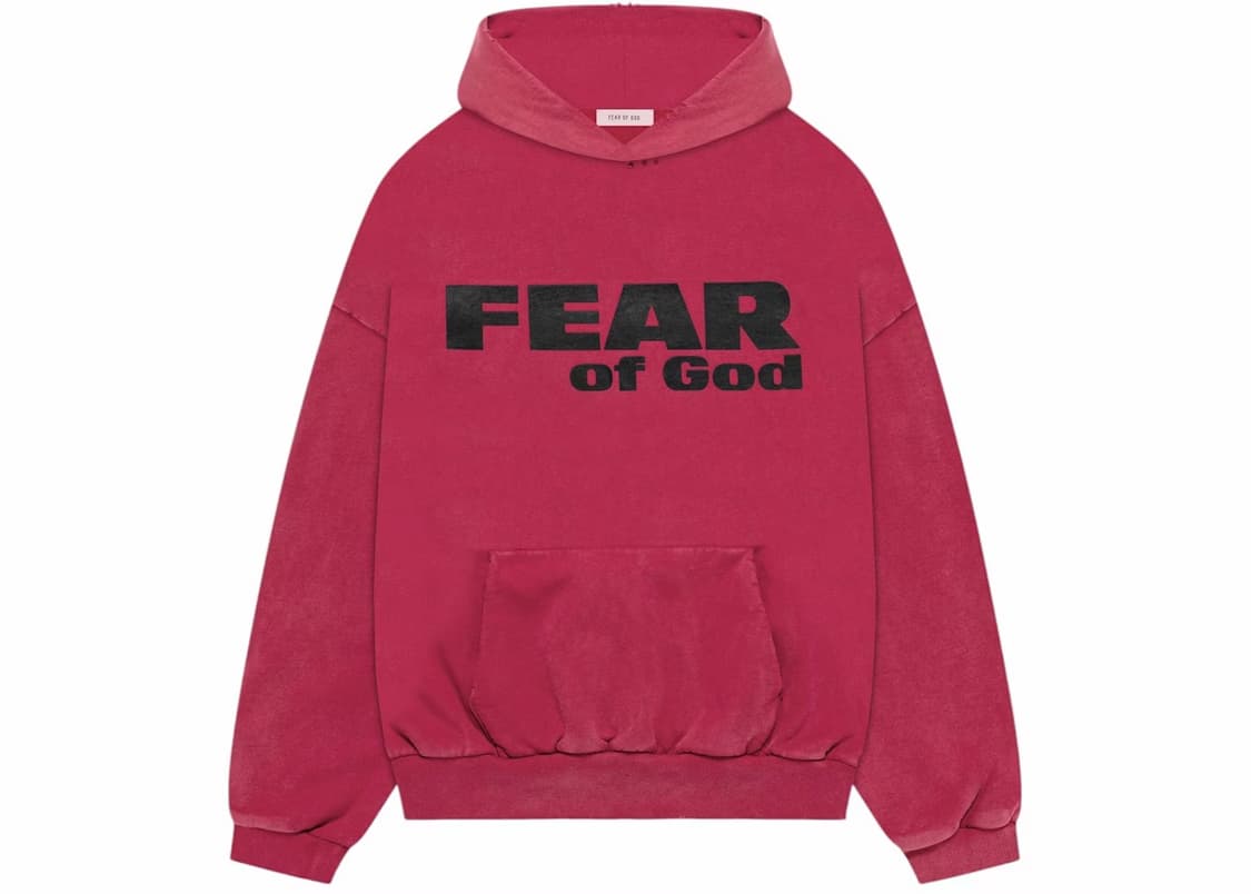 피어오브갓 빈티지 Fear is gone 후드 레드/블랙 상품이미지1