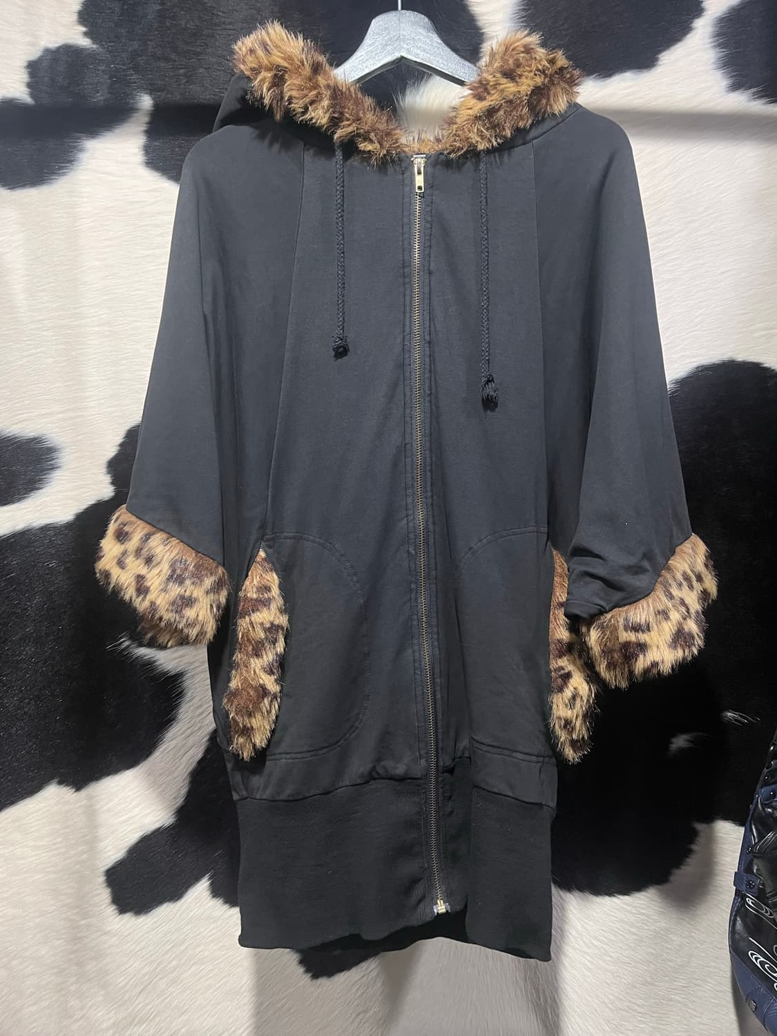 레오파드 퍼 포인트 후드집업 상품이미지2