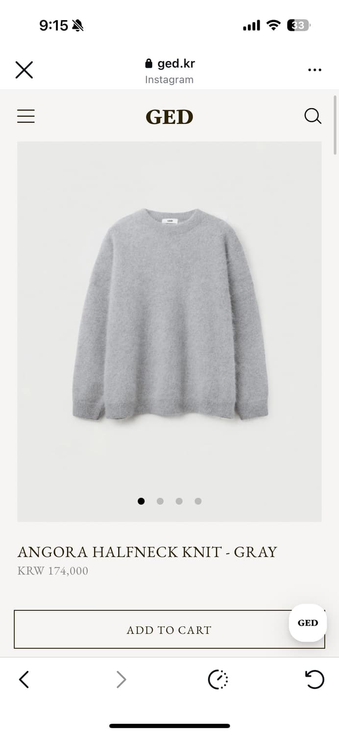 ged 게드 ANGORA HALFNECK KNIT - GRAY 새상품 상품이미지1
