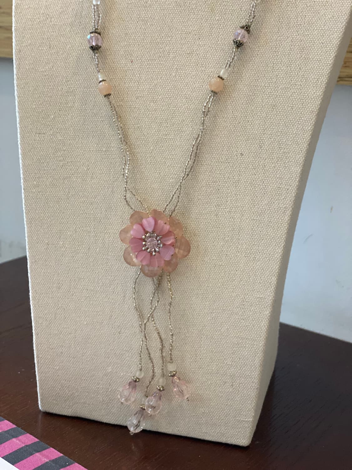 페어리 y2k 키치 러블리 핑크 비즈 플라워 목걸이 상품이미지6