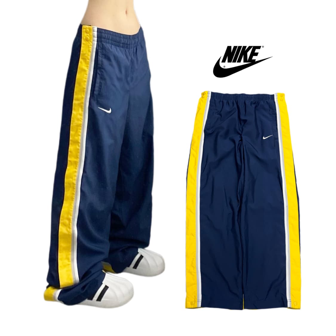 나이키 00s 스우시 사이드버튼 올드스쿨 와이드 바람막이 트랙팬츠 상품이미지1