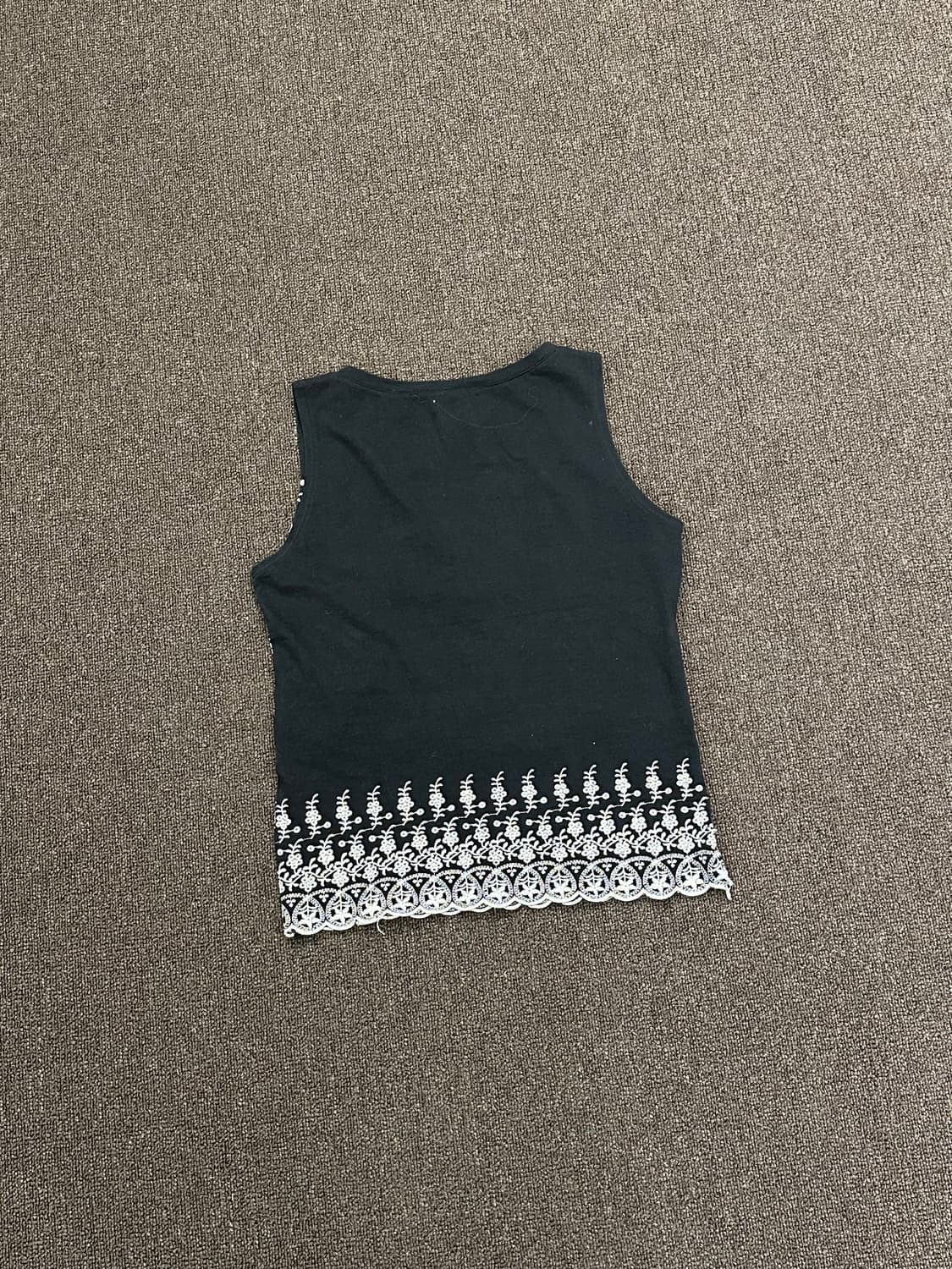 OS)Japanese vintage 여성 꽃 자수 블랙 나시 상품이미지7