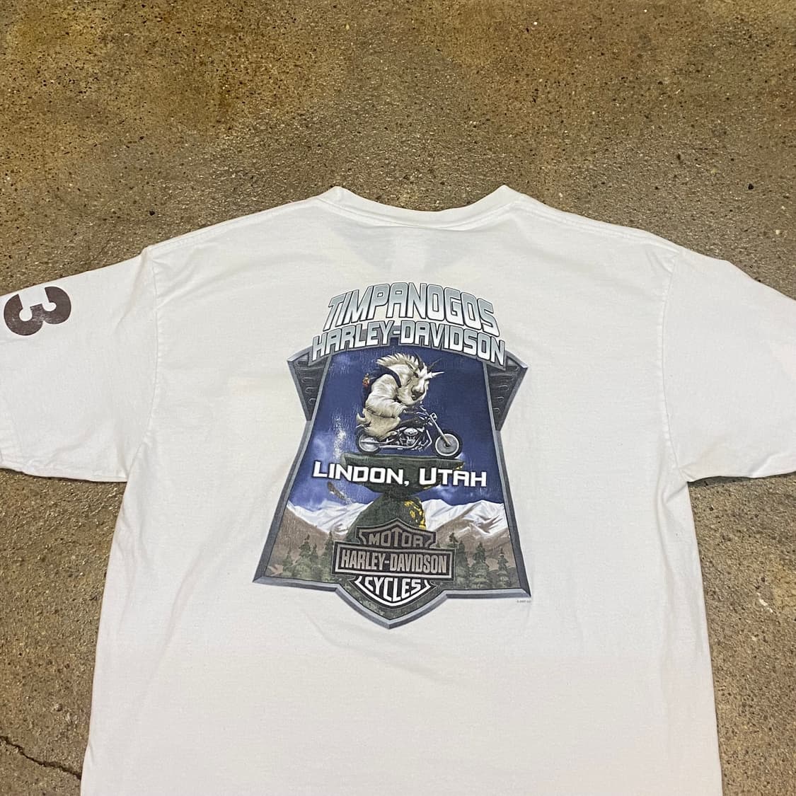 미국 빈티지 할리데이비슨 03로고 LINDON 반팔티 흰티셔츠 상품이미지7