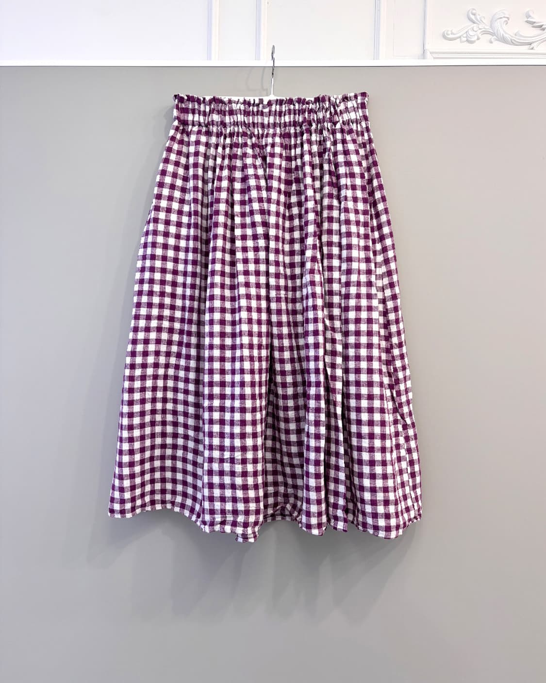 빈티지 퍼플 깅엄 체크 벌룬 스커트 상품이미지1