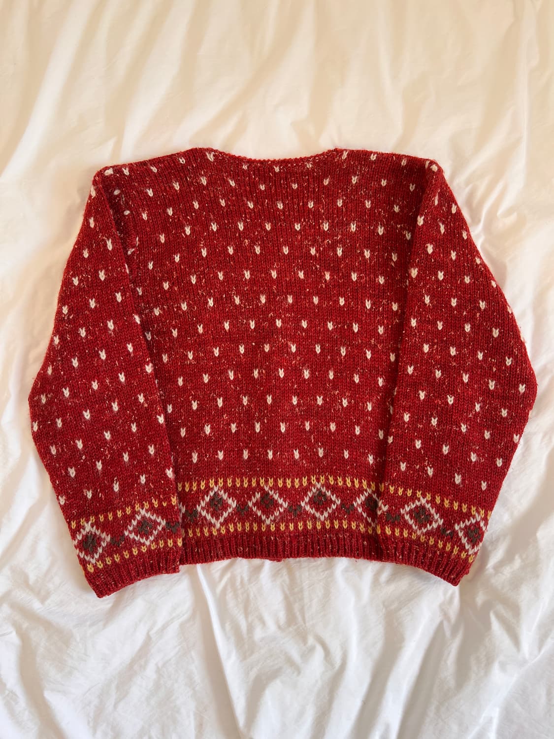 빈티지 헤리티지 레드 노르딕 울 니트 가디건 상품이미지8