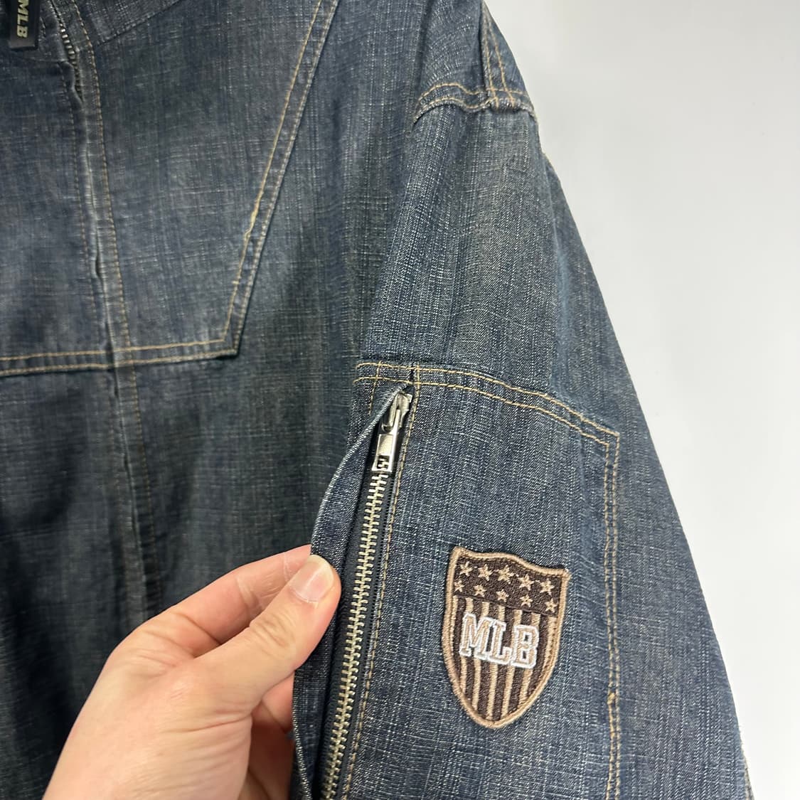 XL-XXL MLB 오버핏 양키스 후드 데님자켓 상품이미지3